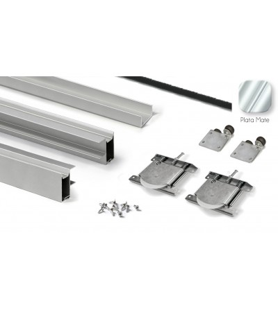 Kit Puerta Corredera Armario Plata Mate 16 mm | Oferta Black Friday