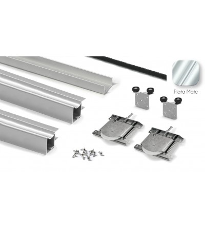 Kit Puerta Corredera Armario Plata Mate 19 mm | EspacioBrico OFERTA
