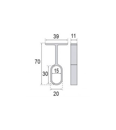 Soporte Central Tubo Ovalado Plata Mate | EspacioBrico OFERTA