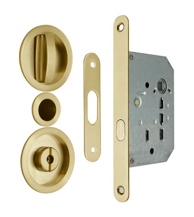 Kit Cerradura Puerta Corredera C/ Redonda Dorado | EspacioBrico OFERTA