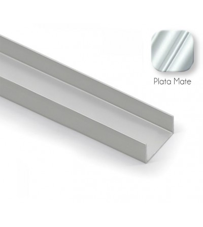 Perfil U Puerta Corredera Armario Plata mate 19 mm | Oferta Black Friday
