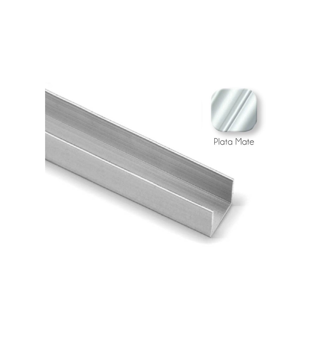 Perfil U Puerta Corredera Armario Plata mate 16 mm | EspacioBrico OFERTA