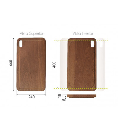 Tabla de Corte Madera  44x24 cm para Fregaderos | EspacioBrico OFERTA