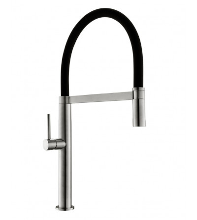 BUADES Grifo cocina monomando caño alto giratorio semi profesional ducha extraíble Acero inoxidable Serie Mika | EspacioBrico OF