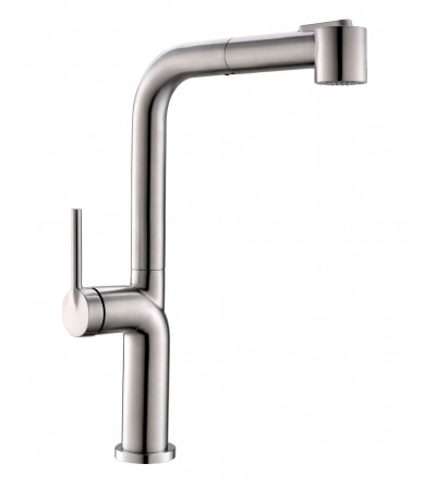 BUADES Grifo cocina monomando caño alto giratorio ducha extraíble Acero inoxidable Serie Kota| EspacioBrico OFERTA