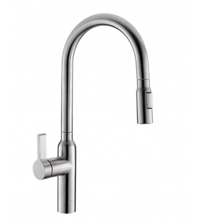 BUADES Grifo cocina monomando caño alto giratorio ducha extraíble Inox Serie E-Nox | EspacioBrico OFERTA
