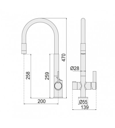 BUADES Grifo cocina monomando purificador ósmosis caño alto giratorio plegable Cromo Negro Serie Osmo-Seven | EspacioBrico OFERT