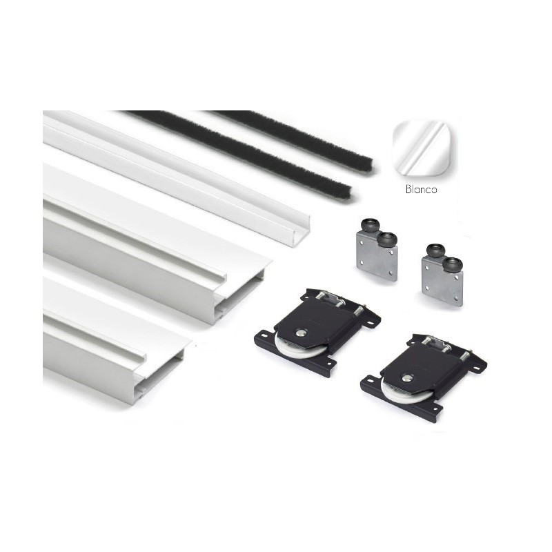 Kit Puerta Corredera Armario Blanco Mate 10 mm | EspacioBrico OFERTA