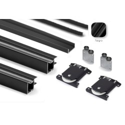 Kit Puerta Corredera Armario Negro Mate 16 mm | Oferta Black Friday