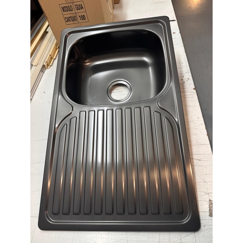 Fregadero Cocina Acero Negro Pavonado Dublín 80x44 cm | EspacioBrico OFERTA