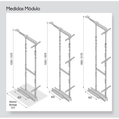Columna Extraíble 6 Cestos Alt. 185-217 cm | EspacioBrico OFERTA OFERTA