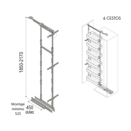 Columna Extraíble 6 Cestos Neo System Blanco Alt. 185-217 | EspacioBrico OFERTA OFERTA