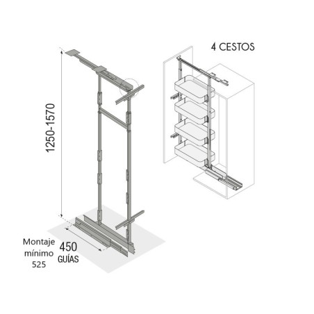 Columna Extraíble 6 Cestos Neo System Blanco Alt. 125-157| EspacioBrico OFERTA OFERTA