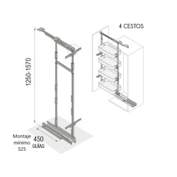 Columna Extraíble 6 Cestos Neo System Alt. 125-157 | EspacioBrico OFERTA OFERTA