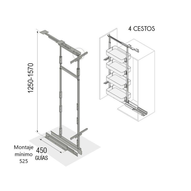 Columna Extraíble 6 Cestos Neo System Alt. 125-157 | EspacioBrico OFERTA OFERTA