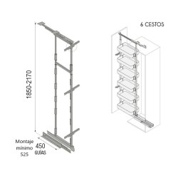 Columna Extraíble 6 Cestos Neo System Alt. 185-217 | EspacioBrico OFERTA OFERTA
