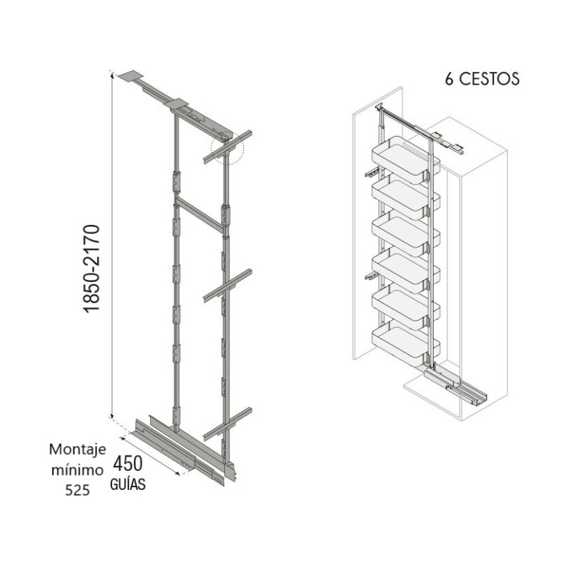 Columna Extraíble 6 Cestos Neo System Alt. 185-217 | EspacioBrico OFERTA OFERTA