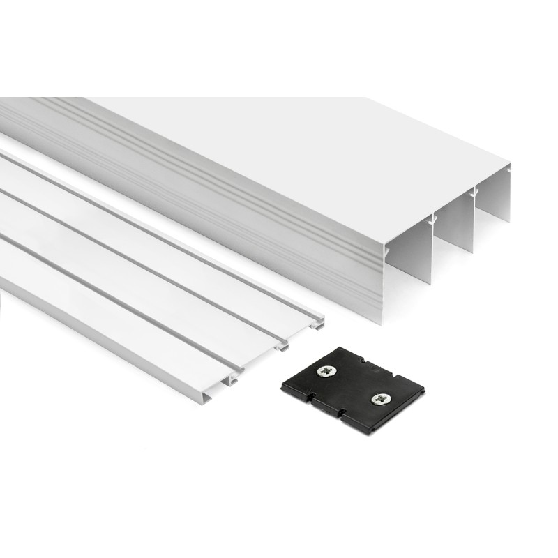 Kit Guías 3 Carriles Armario Puertas Correderas Blanco Mate | EspacioBrico OFERTA