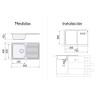 Fregadero Cocina Acero Negro Pavonado Mod. Viena 80x48 cm | EspacioBrico OFERTA