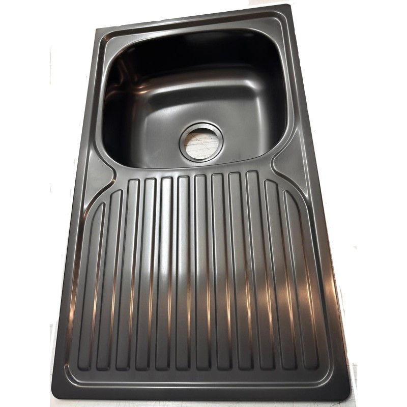 Fregadero Cocina Acero Inox Negro Pavonado Mod. Viena 80x48 cm | EspacioBrico OFERTA