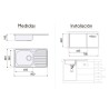 Fregadero Cocina Acero Inox Negro Pavonado Mod. Viena 80x48 cm | EspacioBrico OFERTA