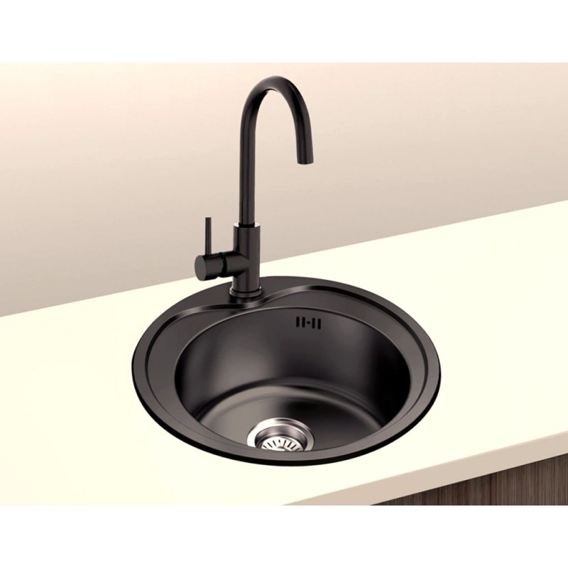 Fregadero Cocina Acero Negro Pavonado Estambul 49 cm Diámetro | Oferta Black Friday