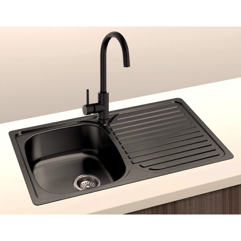 Fregadero Cocina Acero Negro Pavonado Mod. Viena 80x48 cm | EspacioBrico OFERTA