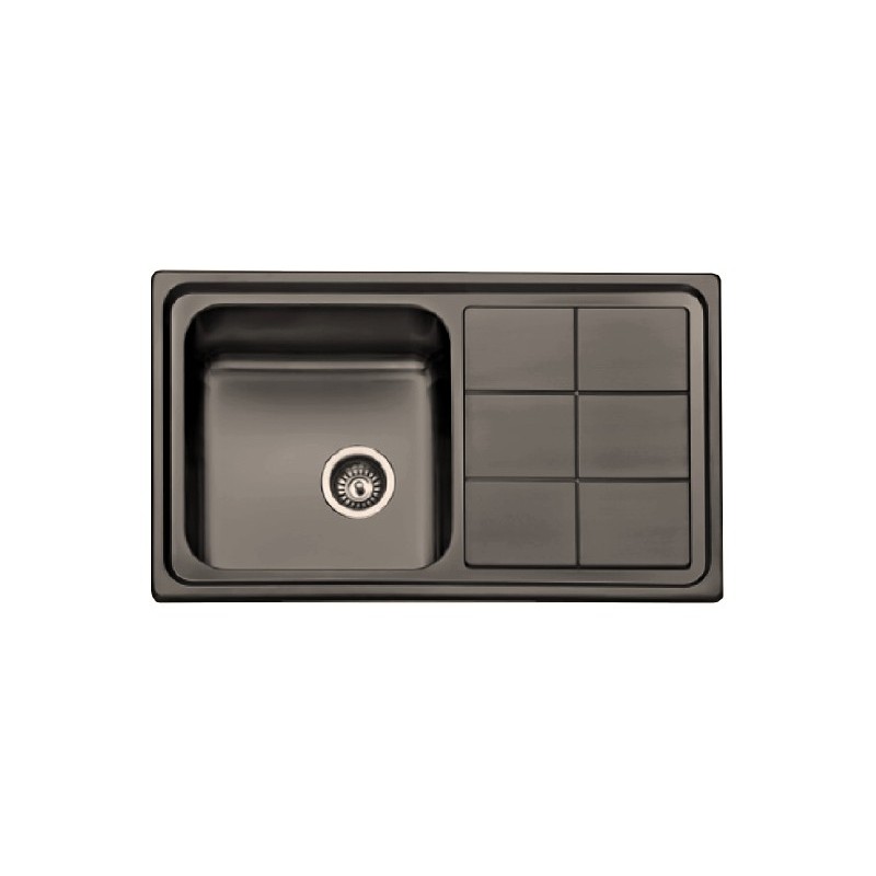 Fregadero Acero Negro Pavonado Serie Madrid 86x50 cm Sobre Encimera | EspacioBrico OFERTA