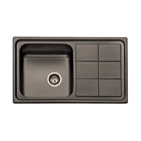 Fregadero Acero Negro Pavonado Serie Madrid 86x50 cm Sobre Encimera | EspacioBrico OFERTA