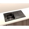 Fregadero Acero Negro Pavonado Serie Madrid 86x50 cm Sobre Encimera | EspacioBrico OFERTA