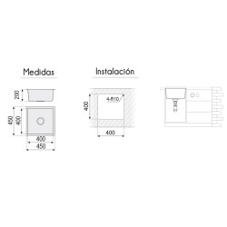 Fregadero Omega Negro Pavonado 45x45 cm Bajo Encimera | EspacioBrico OFERTA