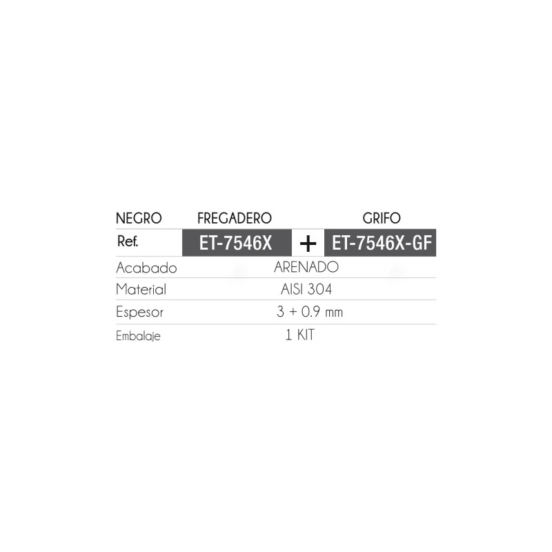 Fregadero Zeus Negro Pavonado 76x46 cm + Grifos| EspacioBrico OFERTA