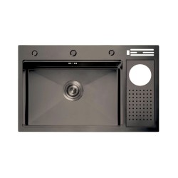 Fregadero Apolo Negro Pavonado 80x50 cm Sobre Encimera | EspacioBrico OFERTA