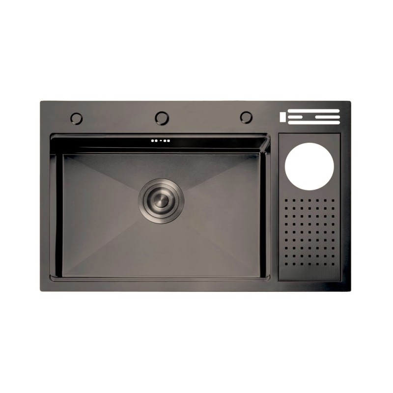 Fregadero Apolo Negro Pavonado 80x50 cm Sobre Encimera | EspacioBrico OFERTA