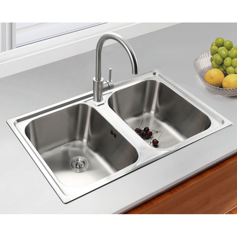 Fregadero Hércules Acero Inox 82x48 cm Sobre Encimera | EspacioBrico OFERTA