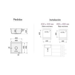 Fregadero Venus Granite Sink 45x45 cm | EspacioBrico OFERTA