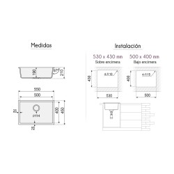 Fregadero Venus Granite Sink 55x45 cm | EspacioBrico OFERTA