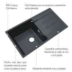 Fregadero Venus Granite Sink 75x45 cm | EspacioBrico OFERTA