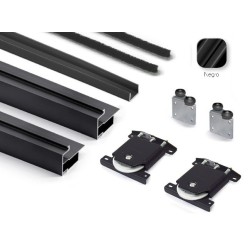 Kit Puerta Corredera Armario Negro Mate 10 mm 240 cm | EspacioBrico OFERTA