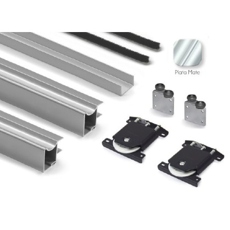 Kit Frente Armario 3 Puertas 3 Carriles Plata Mate Tablero 16 mm | EspacioBrico OFERTA