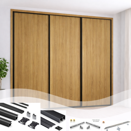 Kit Frente Armario 3 Puertas Negro Mate Tablero 16 mm | EspacioBrico OFERTA
