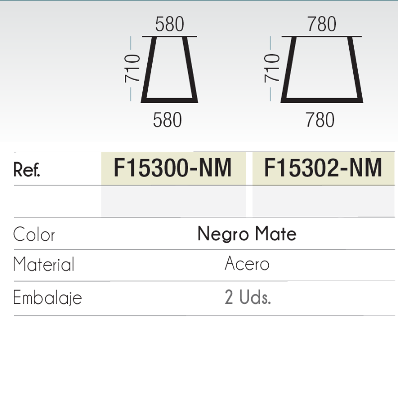 Pack 2 Patas de Mesa Estilo Industrial Ángulo Positivo Negro | EspacioBrico OFERTA