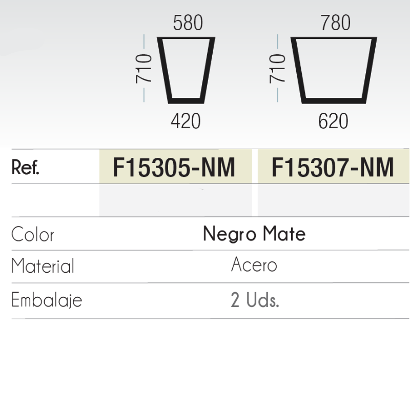 Pack 2 Patas de Mesa Estilo Industrial Ángulo Negativo Negro | EspacioBrico OFERTA