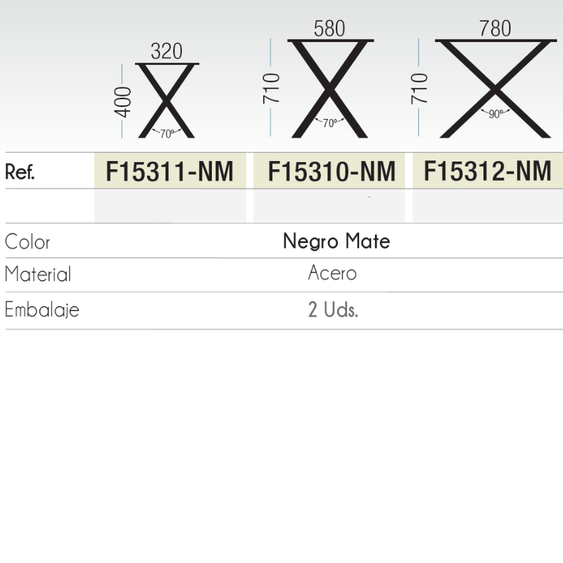 Pack 2 Patas de Mesa Estilo Industrial Forma "X" Negro | EspacioBrico OFERTA