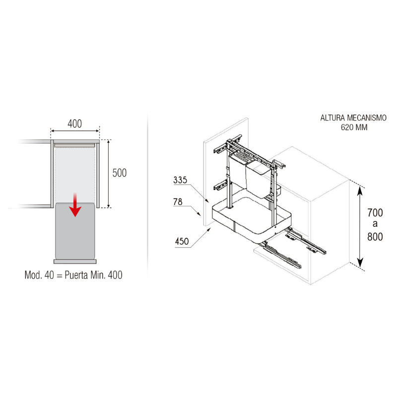 Organizador Extraíble Neo System Mod. 40 cm Grafito | EspacioBrico OFERTA
