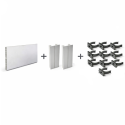 Kit Zócalo PVC/Aluminio 290x14,5 cm, 2 Piezas Esquinas, 10 Pinzas Patas | EspacioBrico OFERTA
