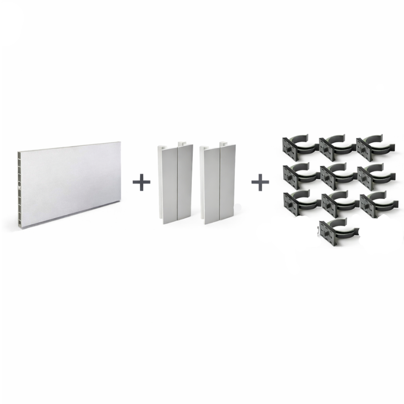 Kit Zócalo PVC/Aluminio 290x14,5 cm, 2 Piezas Esquinas, 10 Pinzas Patas | EspacioBrico OFERTA