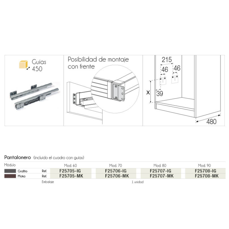 Pantalonero Varillas Extraíble Armario Grafito/Moka | EspacioBrico OFERTA