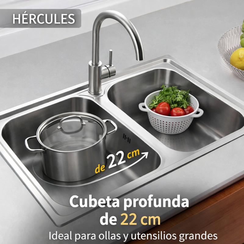 Fregadero Hércules Acero Inox 82x48 cm Sobre Encimera | EspacioBrico OFERTA