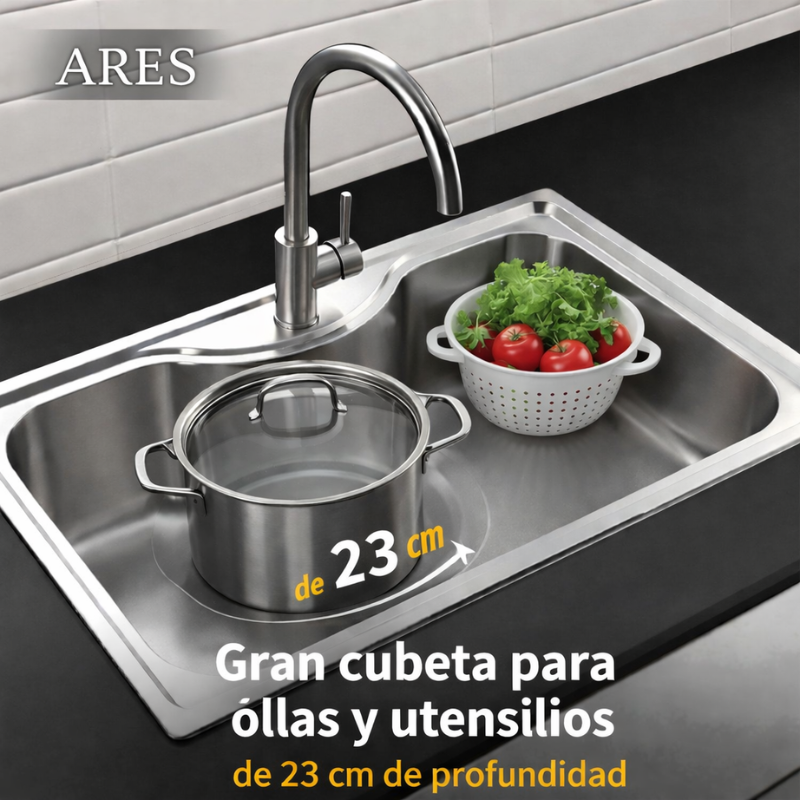 Fregadero Ares Acero Inox 80x50 cm Sobre Encimera | EspacioBrico OFERTA